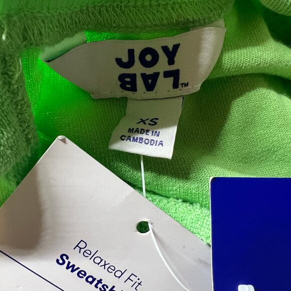 JoyLab Women's Bright Green Open Back Terry Cloth Sweatshirt - Size XS - NWT - Picture 8 of 8